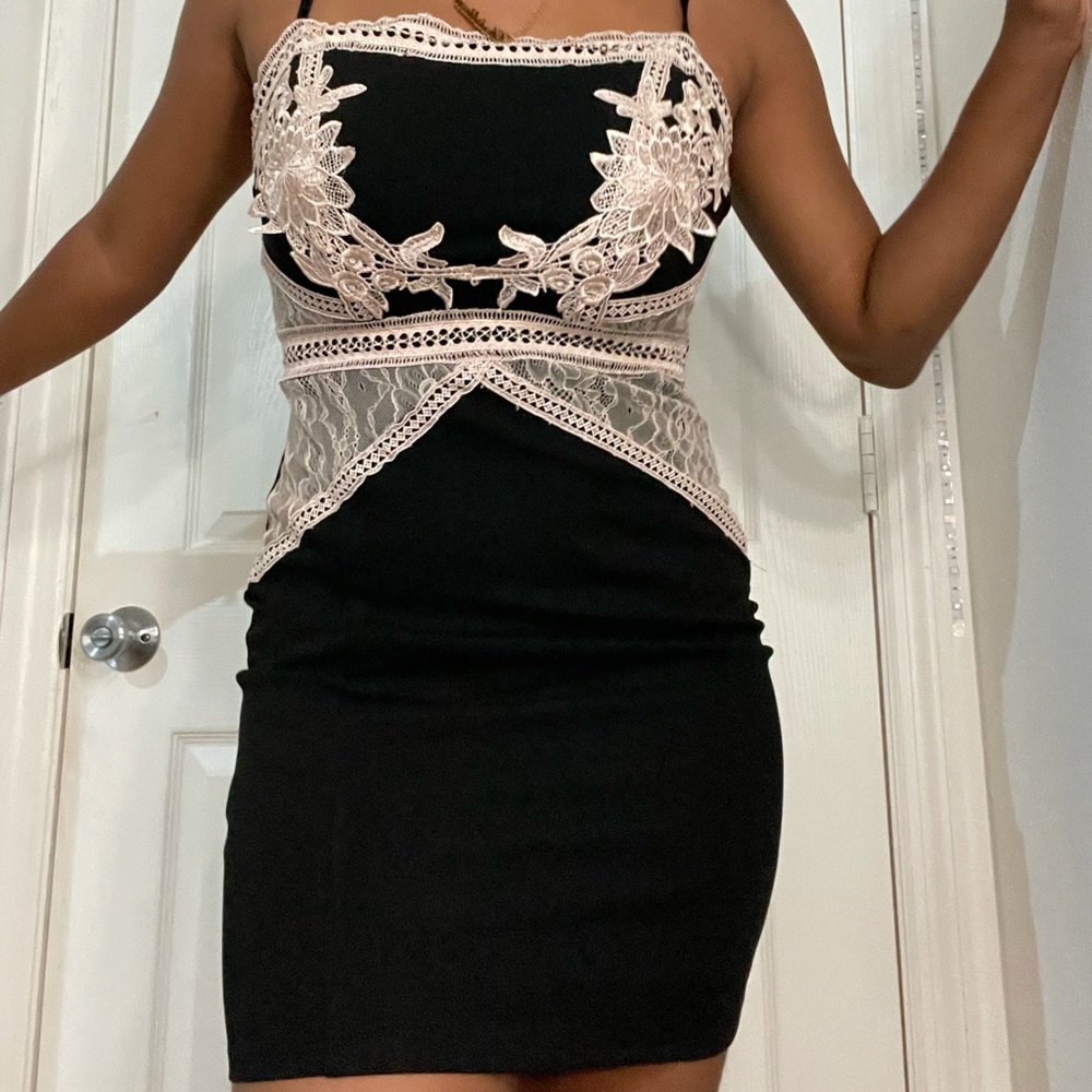 Black with lace cocktail dress
